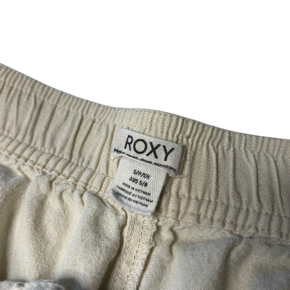 Roxy Linen Blend Pull On Pants Cream Wide Leg Beach Coastal Women’s Small - Picture 8 of 15